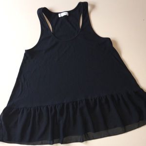 Umgee Black Razorback tank top with sheer